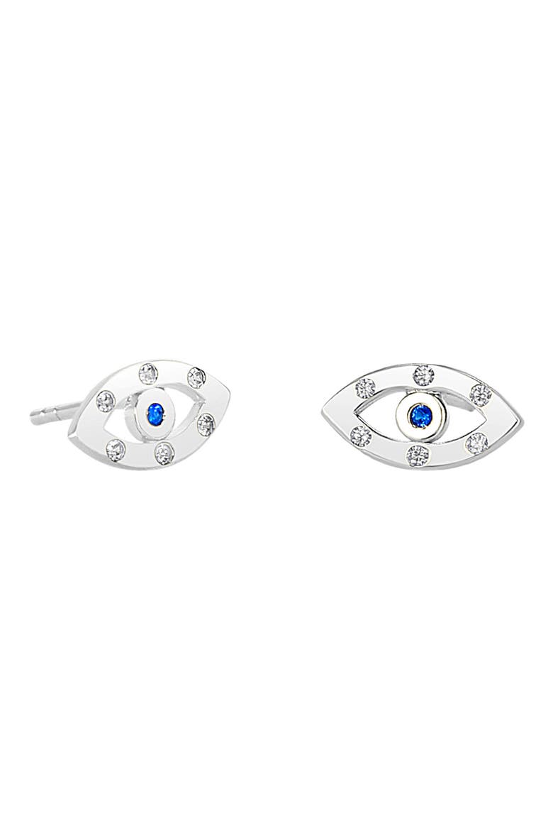 CZ Evil Eye Stud Earrings, Main, color, SILVER