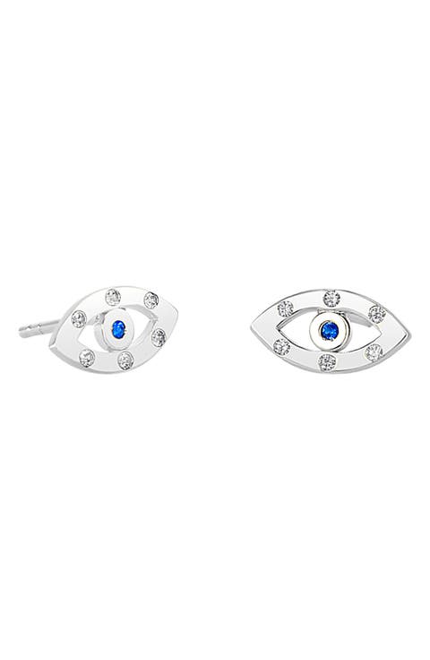 CZ Evil Eye Stud Earrings