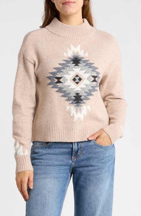Pattern Mock Neck Sweater