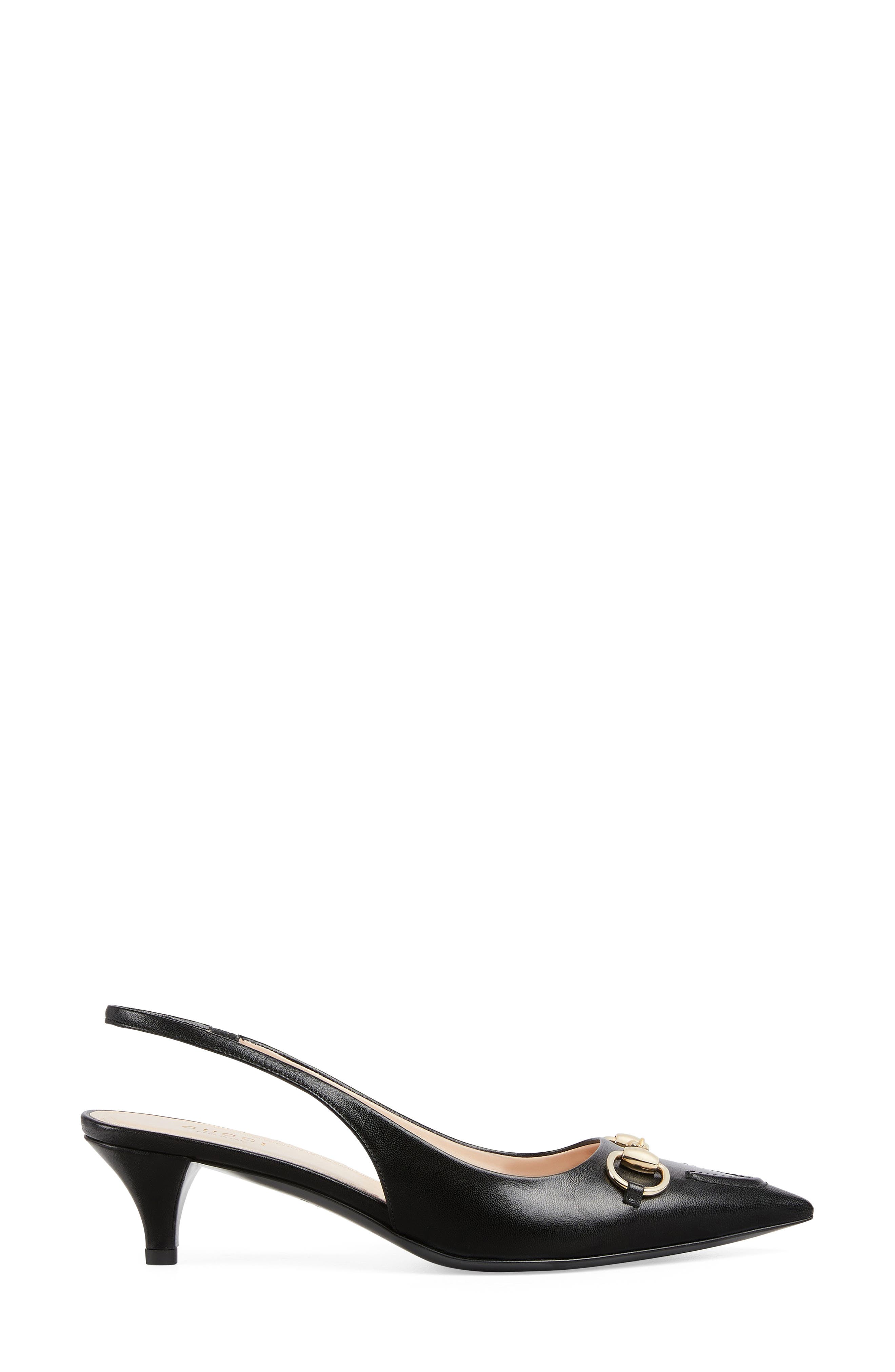 Gucci Horse Bit Kitten Heel Slingback Pump, Alternate, color, 1000 Black