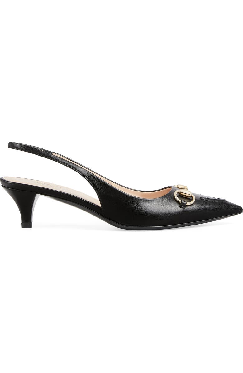 Gucci Horse Bit Kitten Heel Slingback Pump, Alternate, color, 1000 Black