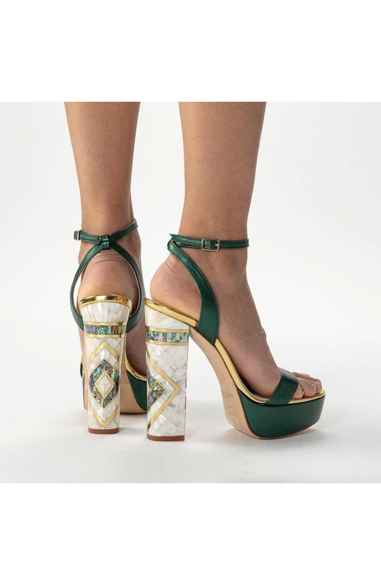 Freya Rose Arte Ankle Strap Pearl Heel Sandal, Alternate, color, Green