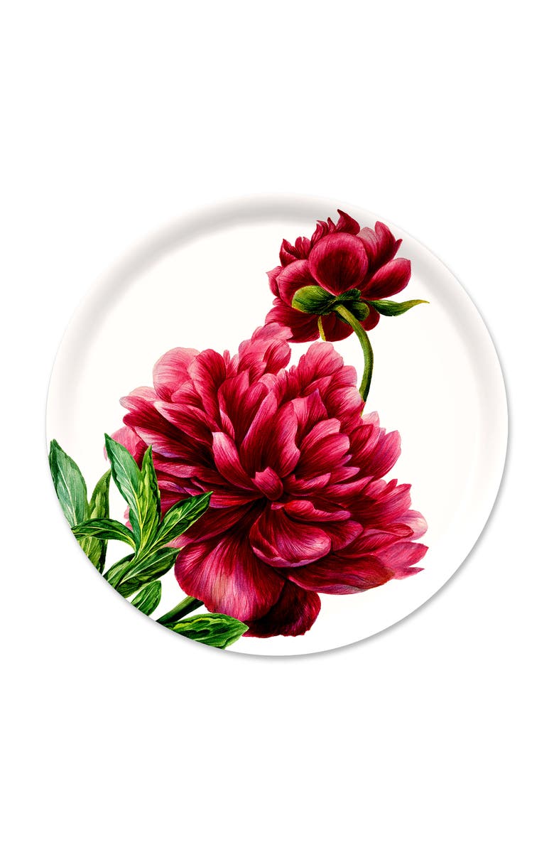 Caskata Birchwood Trays-Wood & Melamine, Main, color, Pink Peony Large Round Tray