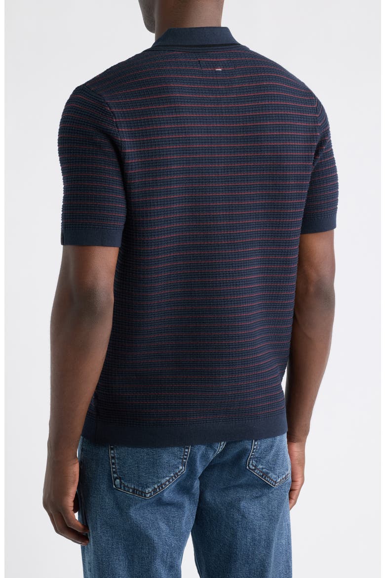 Aaron Stripe Johnny Collar Polo, Alternate, color, NAVY