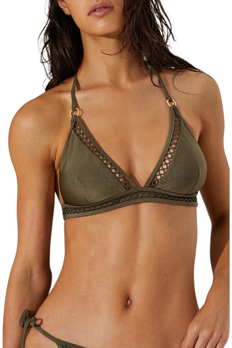 Hennel Triangle Bikini Top, Main, color, KHAKI GREEN