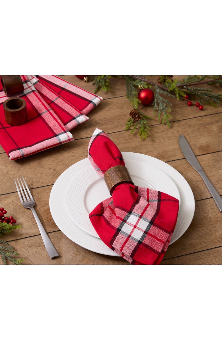 Design Imports Seligh Bells Plaid 4-Piece Napkin Set, Alternate, color, Sleigh Bells