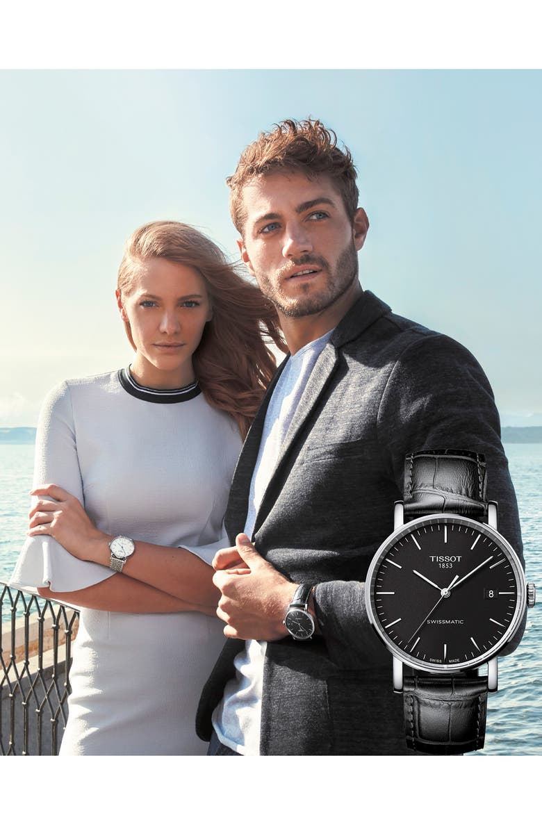 Tissot Everytime Swissmatic Leather Strap Watch, 40mm, Alternate, color, 