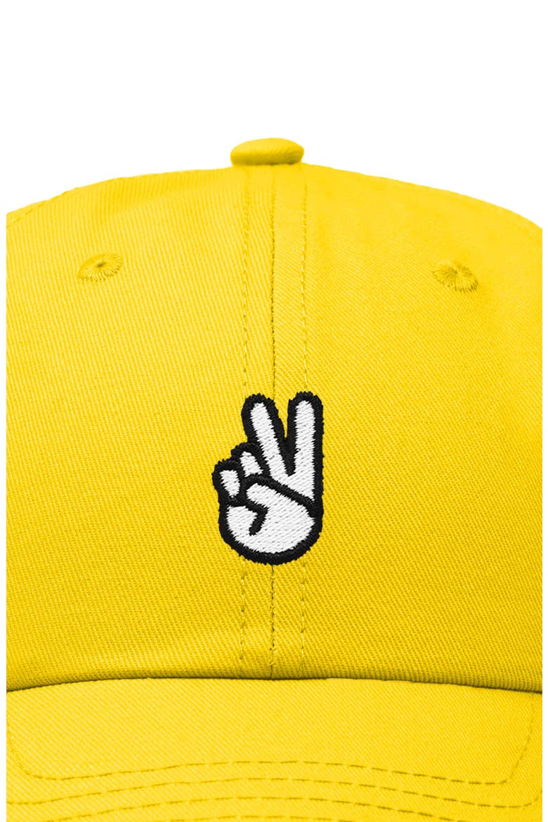 Peace Sign Embroidered Dad Hat, Alternate, color, Gold