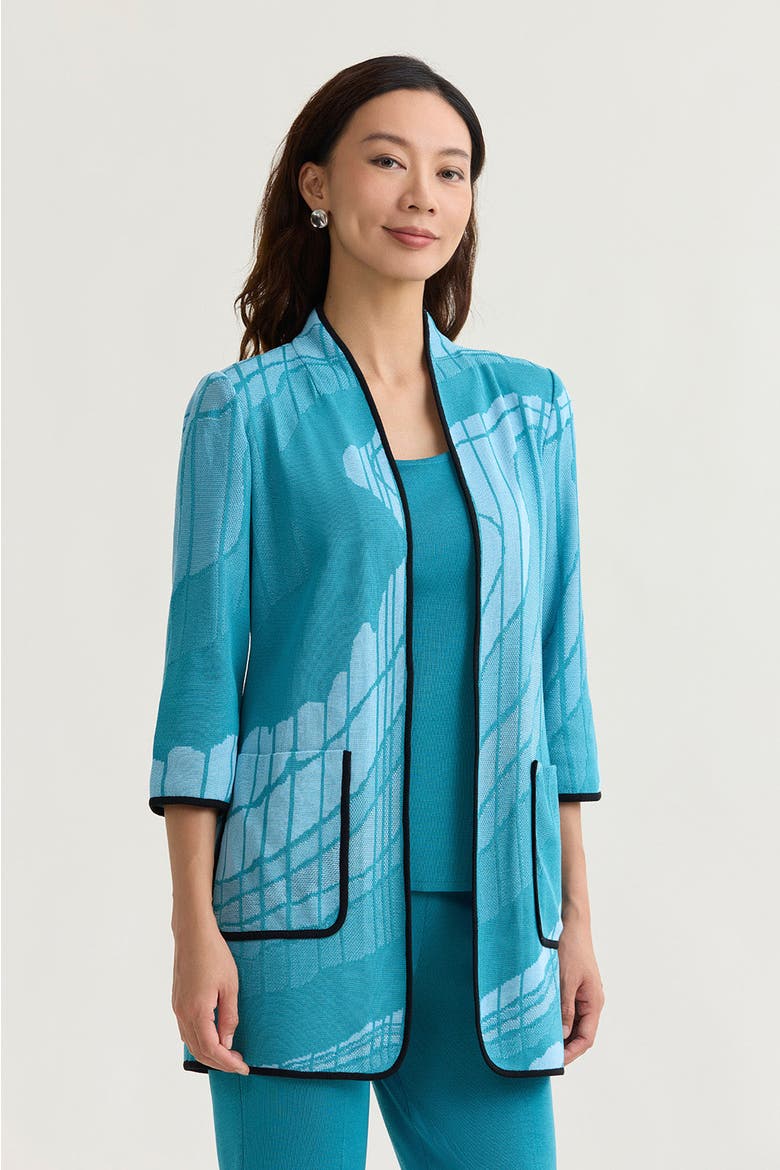Heritage Geoprint Jacquard Knit Jacket, Alternate, color, Serene/Nebula/White/Black
