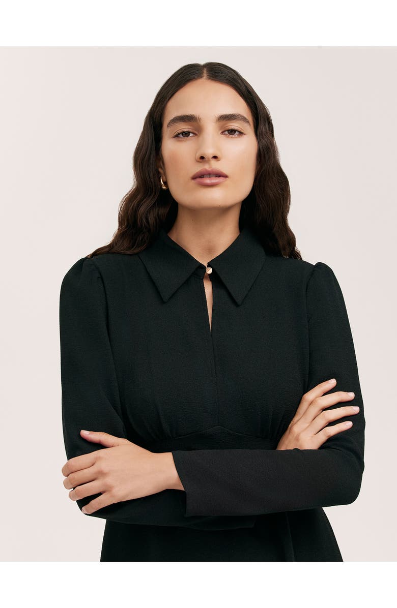 Finery London Sabine Long Sleeve Collared Short Dress, Alternate, color, Black