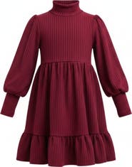 Mia Belle Girls Snuggle & Twirl Ribbed Turtleneck Ruffle Dress