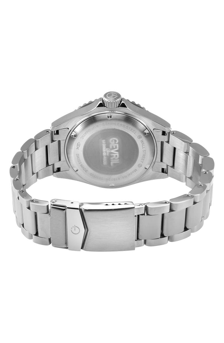 GEVRIL Wall Street Bracelet Strap Automatic Watch, 43mm, Alternate, color, Silver