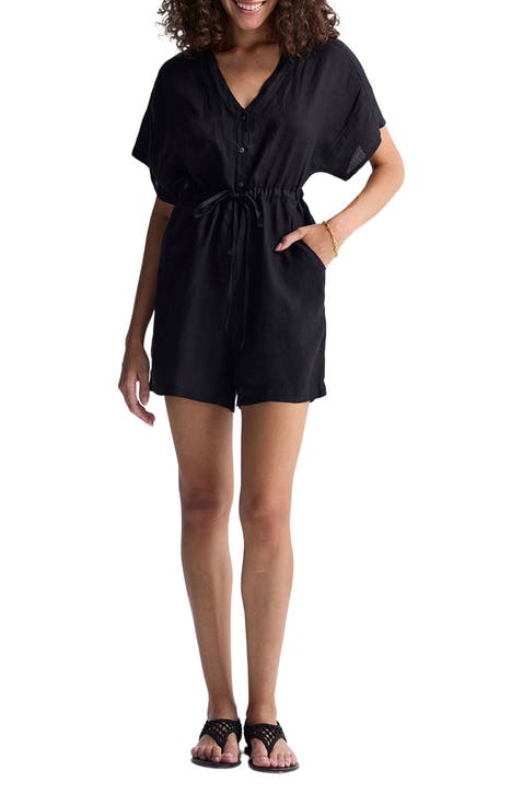 V neck Drawstring Romper