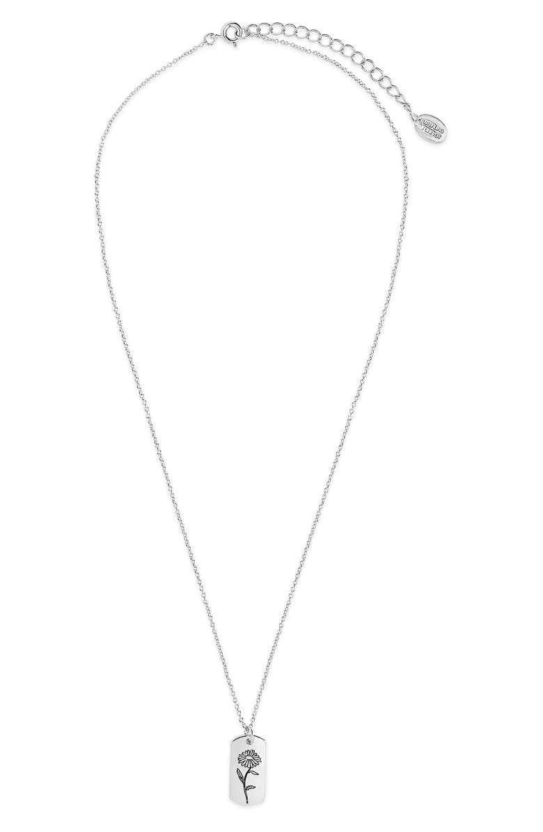Sterling Forever Birth Flower Pendant Necklace, Main, color, Silver/ April