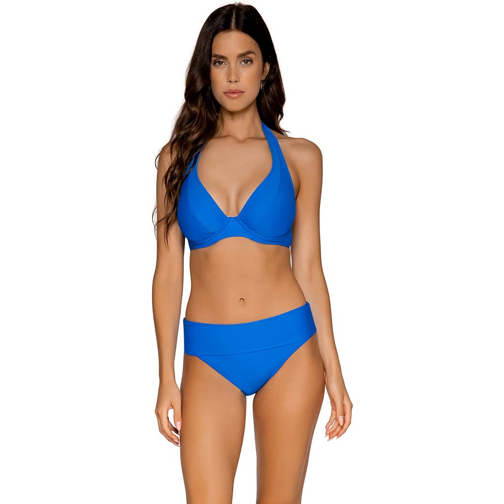Sunsets Muse Halter Bikini Top In Electric Blue