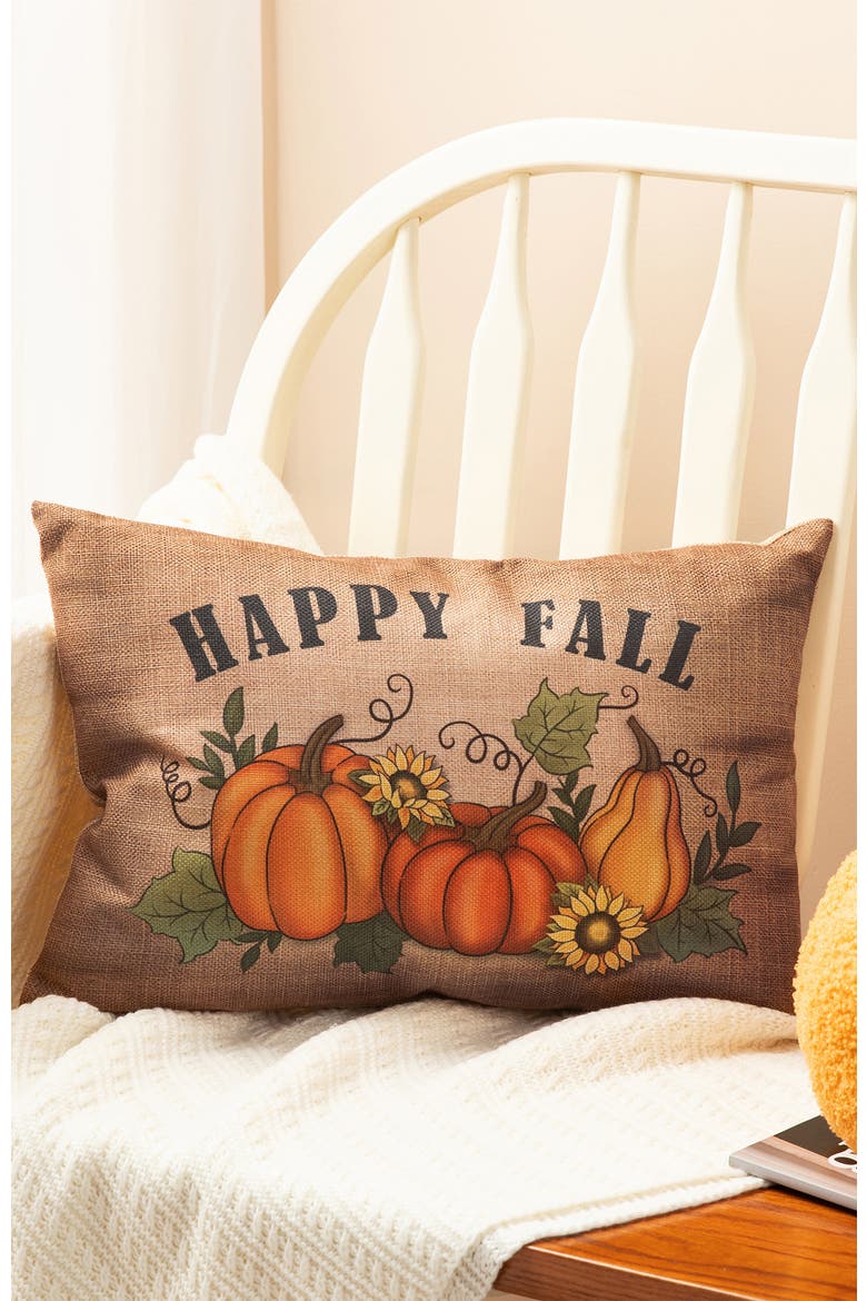 18"L Faux Burlap Fall Pumpkin Pillow, Alternate, color, Orange