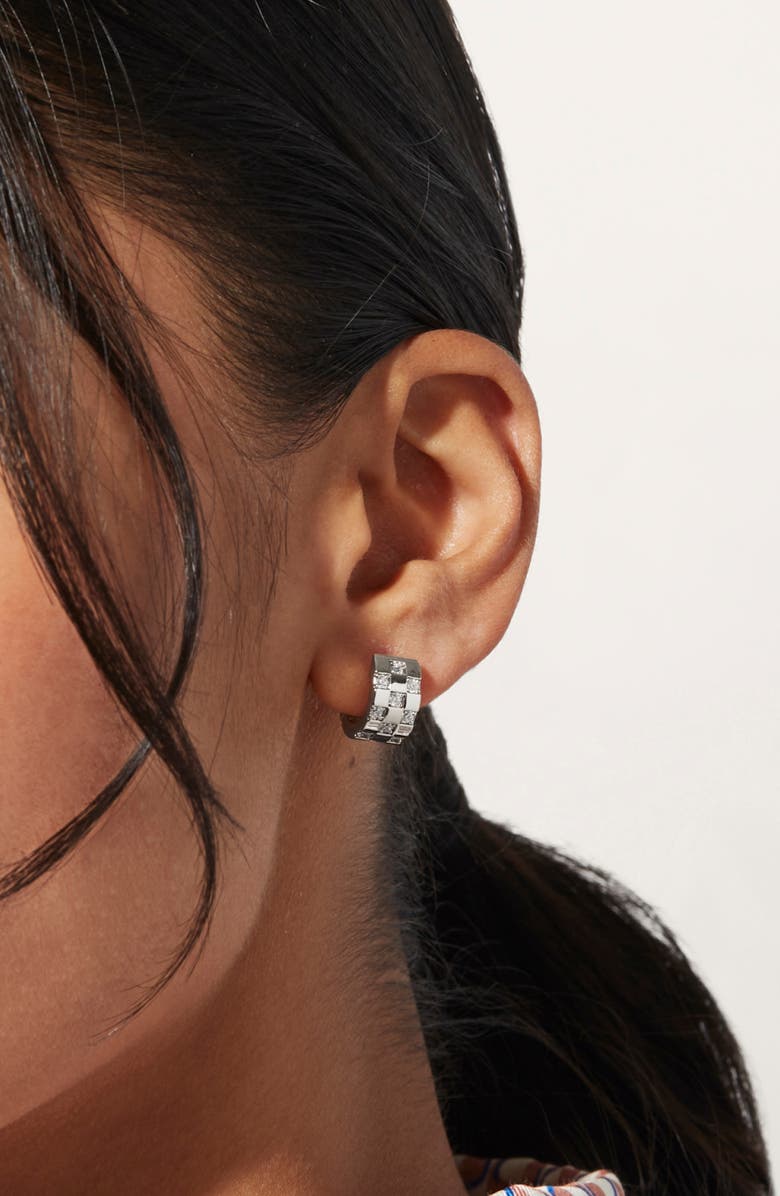 Ana Luisa Eden Cubic Zirconia Huggie Hoop Earrings, Alternate, color, Silver