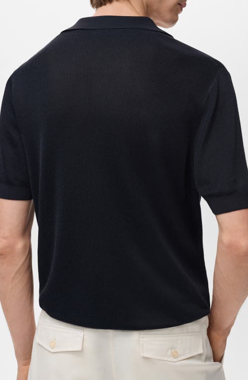 Mango Johnny Collar Ribbed Polo Sweater In Blue