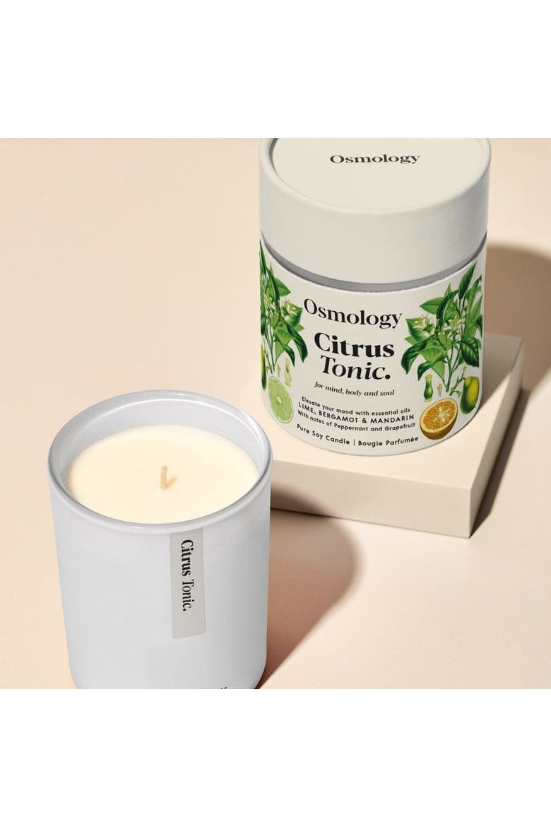 Citrus Tonic Scented Candle - Lime Bergamot and Mandarin, Alternate, color, white