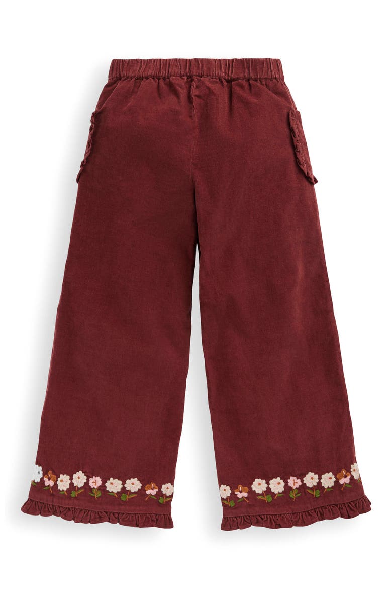 Kids' Frill Corduroy Pants, Alternate, color, CHESTNUT EMBROIDERY