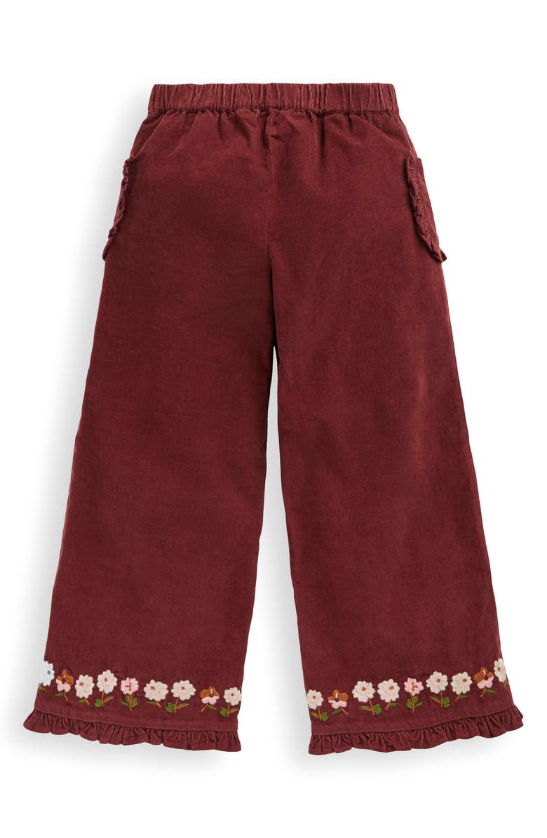 Mini Boden Kids' Frill Corduroy Pants, Alternate, color, Chestnut Embroidery