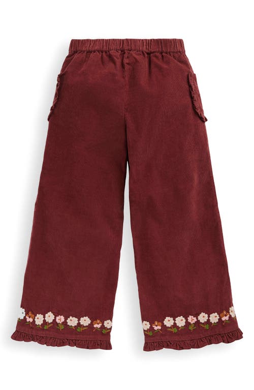 Mini Boden Kids' Frill Corduroy Pants In Burgundy