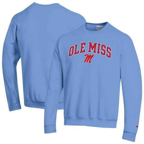 Men's Champion  Powder Blue Ole Miss Rebels Arch Over Logo Pullover Sweatshirt