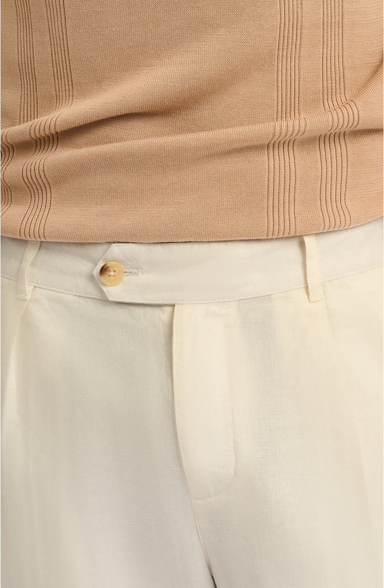 Onia Linen Tapered Pleated Trouser, Alternate, color, White
