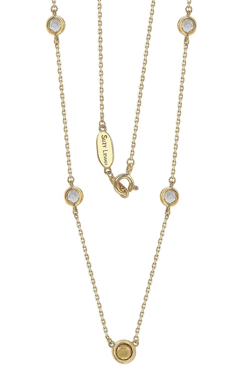 SUZY LEVIAN Sterling Silver Yellow Sapphire 5-Stone Station Necklace, Alternate, color,