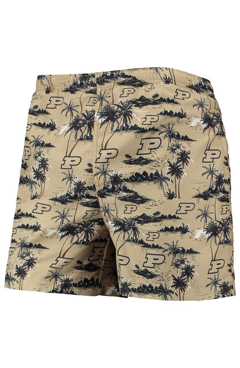 FOCO Men's FOCO Gold Purdue Boilermakers Island Palm Swim Trunks, Alternate, color, 