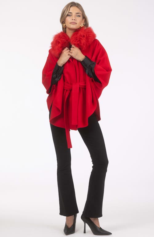 Gorski Wool Belted Cape In Red