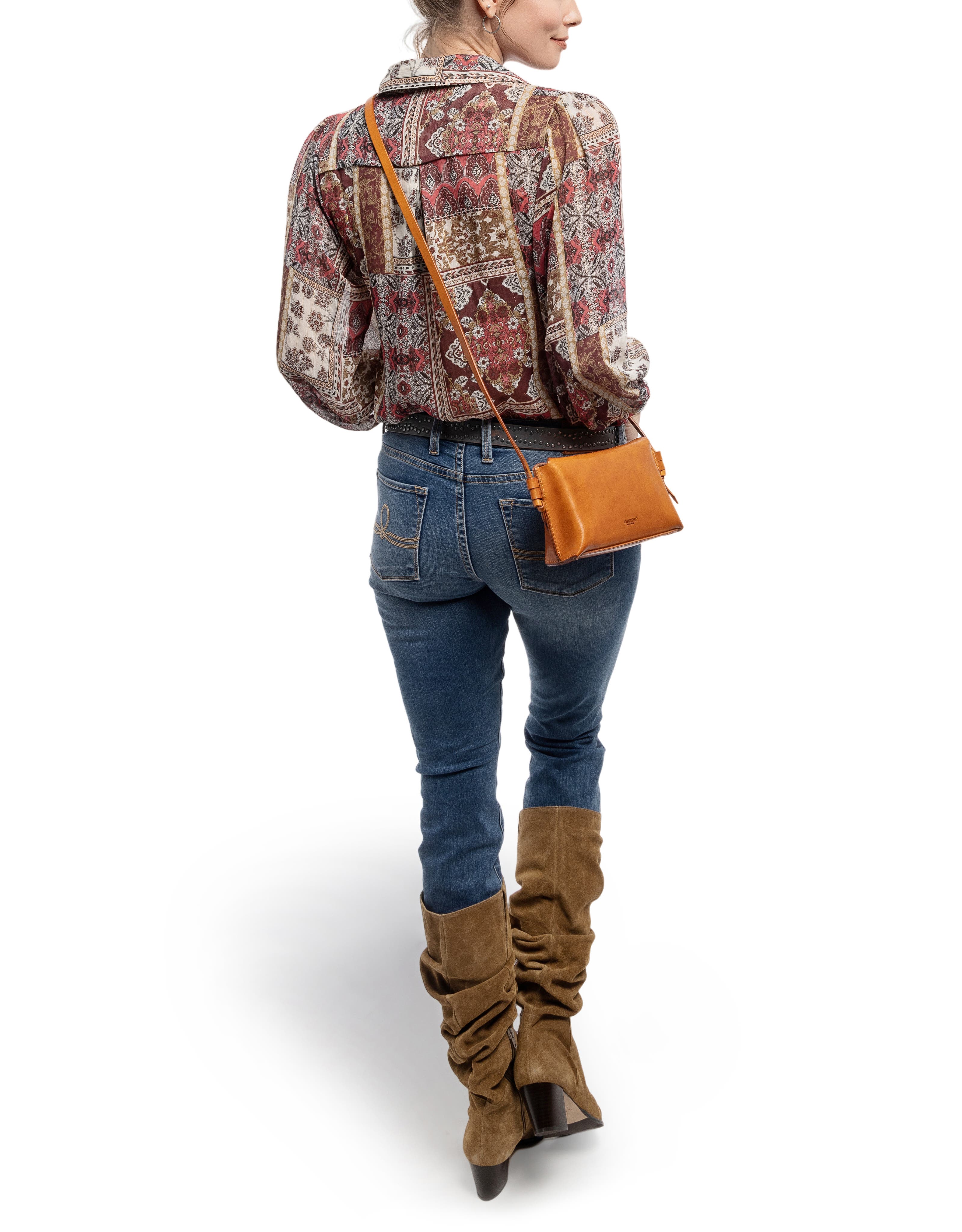 Snapper Genuine Leather Vintage Everyday Crossbody, Alternate, color, Caramel