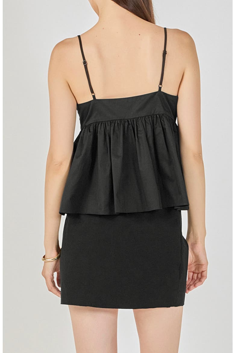 Floral Appliqu Babydoll Top, Alternate, color, BLACK