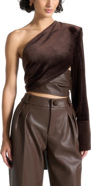 Manière De Voir Coralie One Sleeve Velour Wrap Top