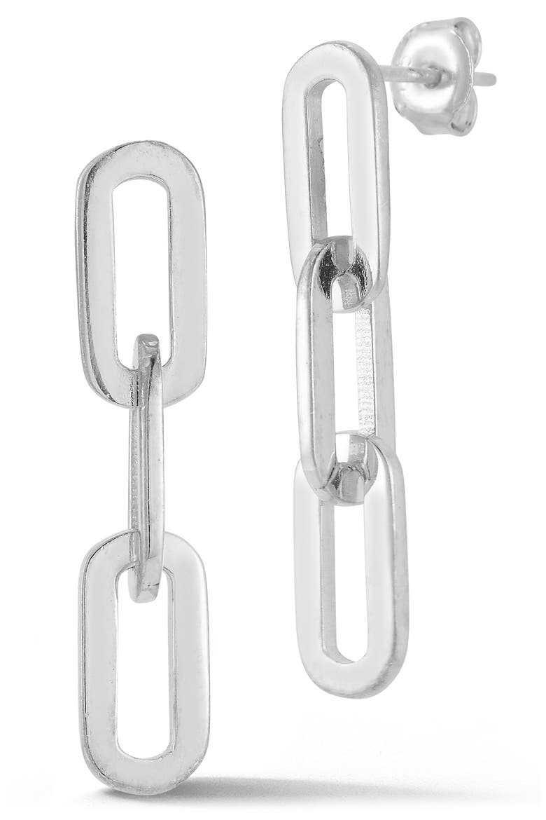 3-Link Linear Drop Earrings, Main, color, SILVER
