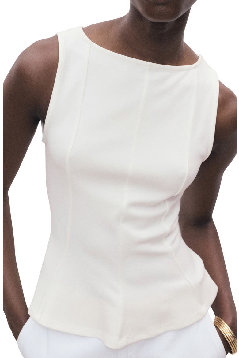 Seam Detail Sleeveless Peplum Top, Main, color, WHITE