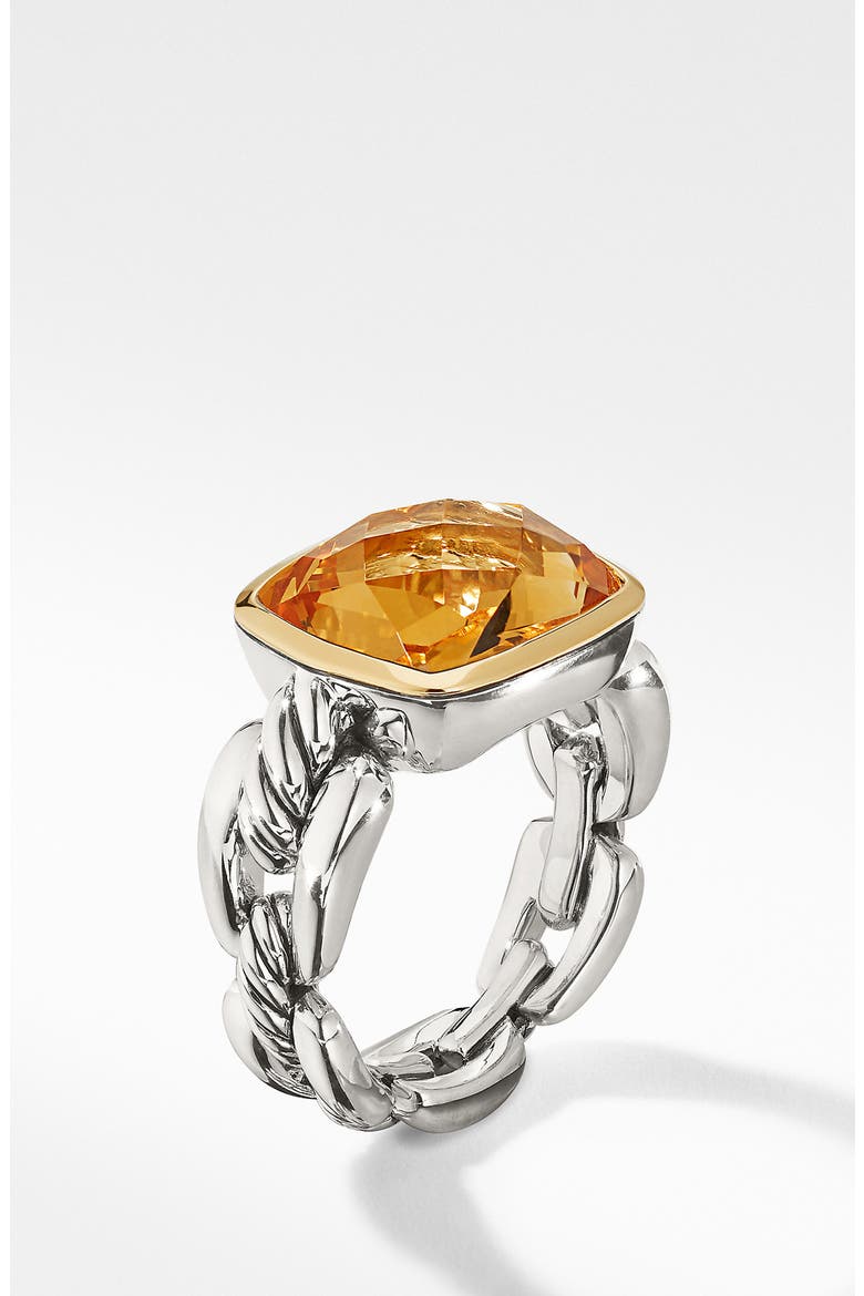 Wellesley Link Statement Ring with 18K Gold, Main, color, SILVER/ CITRINE