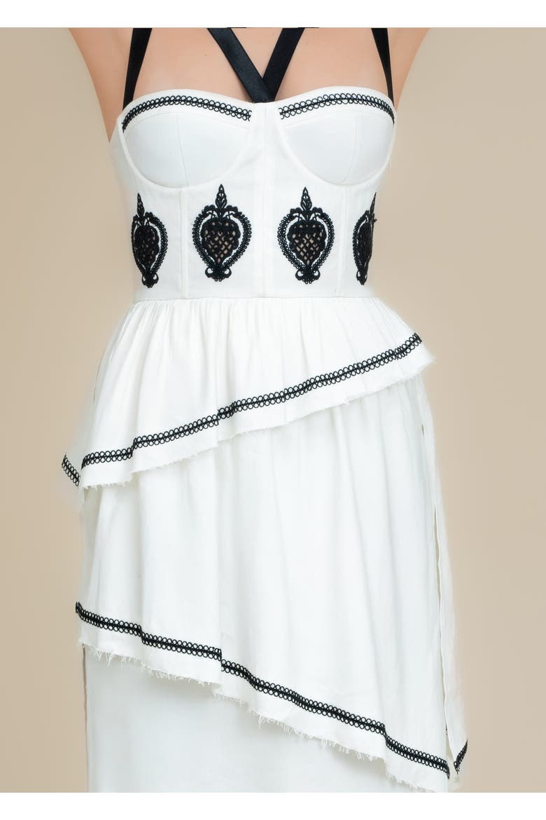 Bridget Embroidered Stretch-Linen Midi Dress, Alternate, color, White