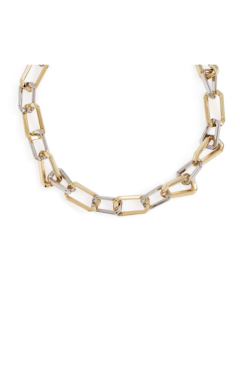 AllSaints Two Tone Assorted Hex Link Necklace, Alternate, color, Gold/ Rhodium
