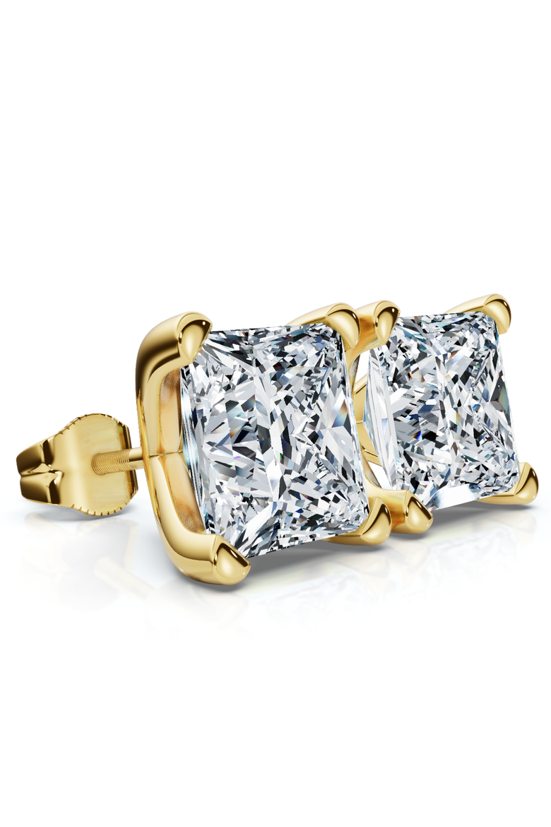 Certified 4Ct Princess Cut Martini Studs 14k Gold Lab Grown, Main, color, 14k Yellow Gold