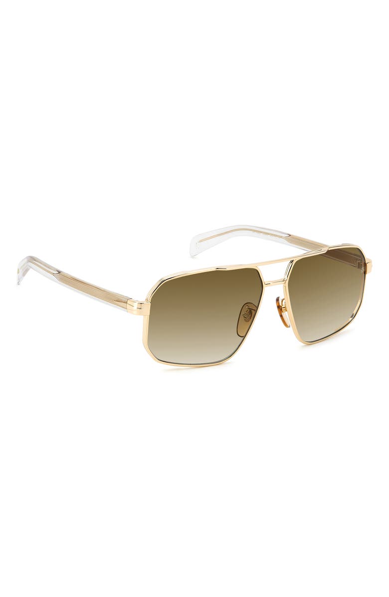 David Beckham Eyewear 61mm Rectangular Sunglasses, Alternate, color, Gold Crystal