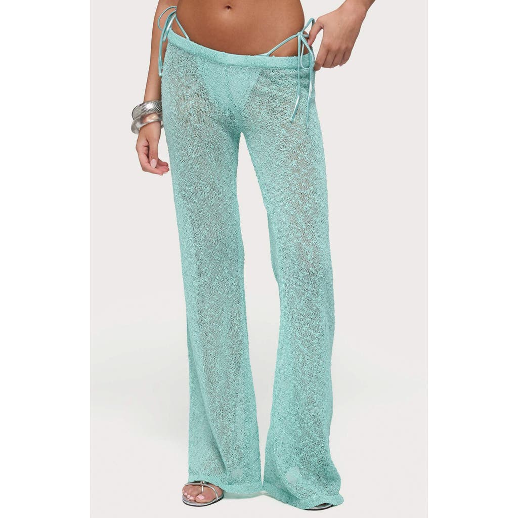 EDIKTED Bena Knit Flare Pants in Turquoise at Nordstrom, Size X-Small