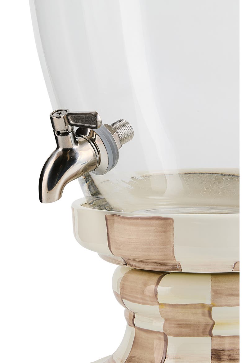 Mocha Check Enamel Beverage Hostess, Alternate, color, BROWN/WHITE