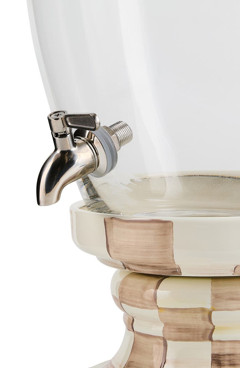 MACKENZIE CHILDS Mocha Check Enamel Beverage Hostess, Alternate, color, Brown/White