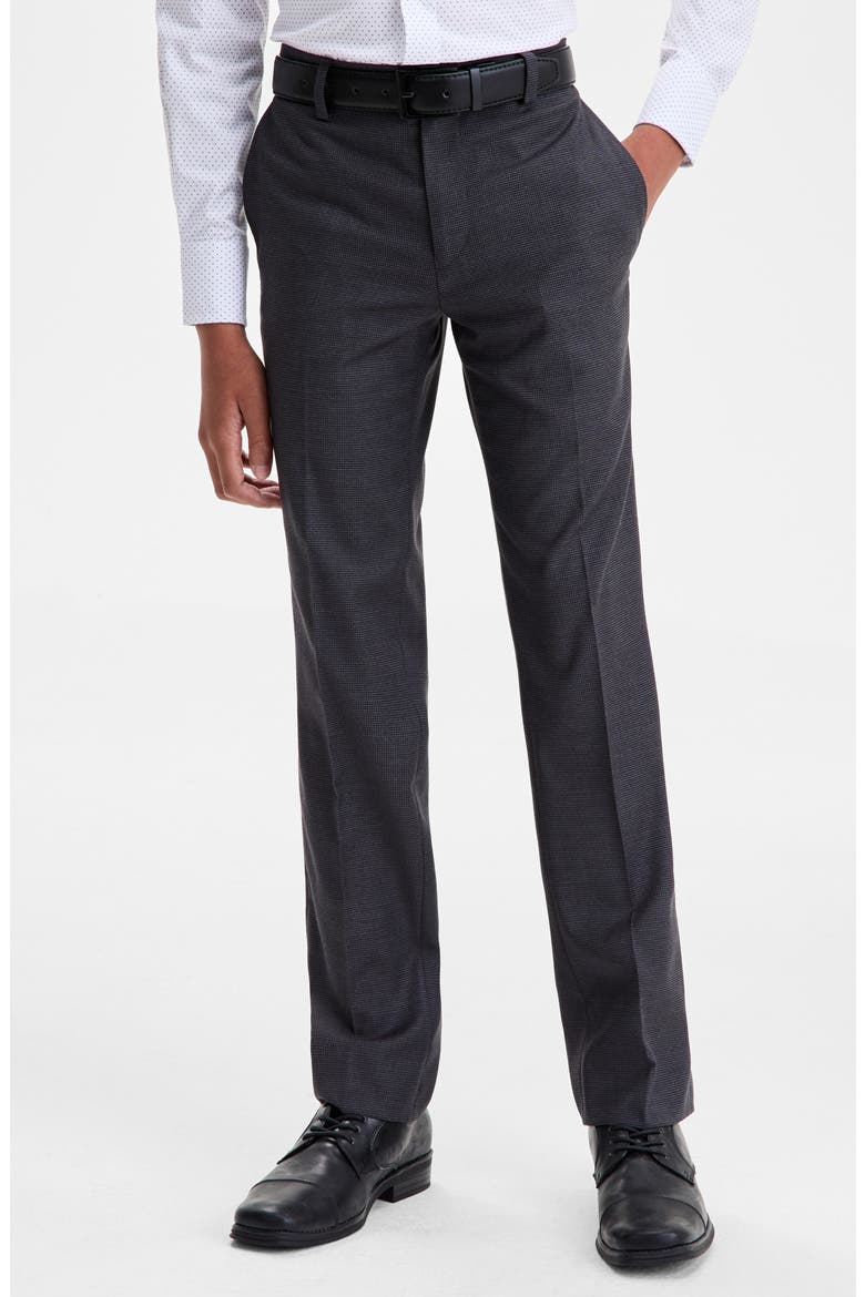 Kids' Houndstooth Check Pants, Main, color, CHARCOAL