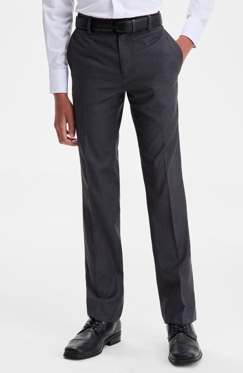 Tallia Kids' Houndstooth Check Pants, Main, color, Charcoal