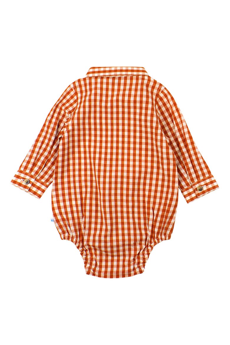 Baby Boys Long Sleeve Button Down Bodysuit, Alternate, color, Classic Rust Gingham