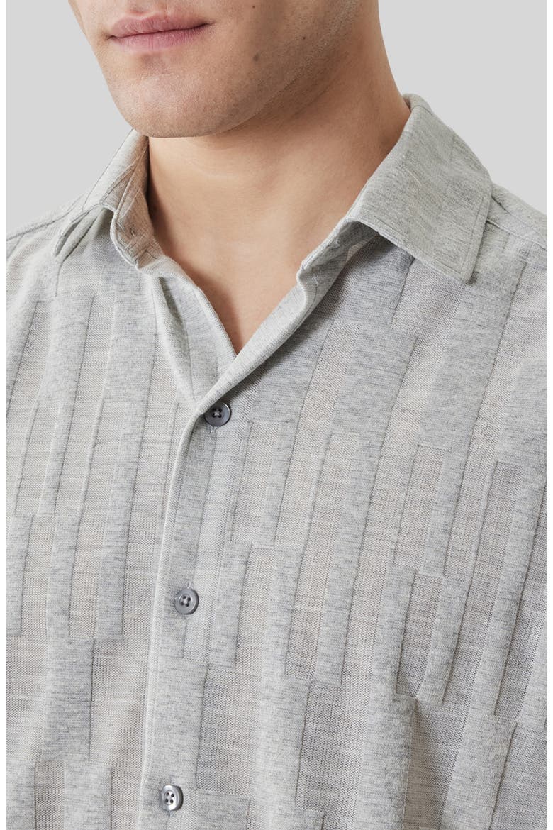Vessar Texture Knit Short Sleeve Button-Up Shirt, Alternate, color, GREY