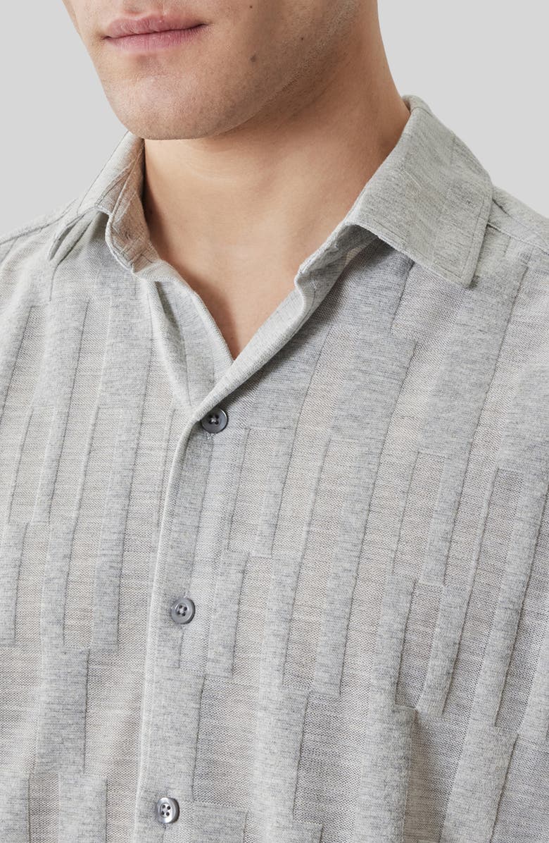 Robert Barakett Vessar Texture Knit Short Sleeve Button-Up Shirt, Alternate, color, Grey