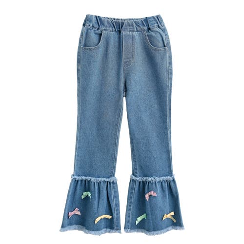 Mimi Tutu Denim Ribbon Flare Pants in Blue 